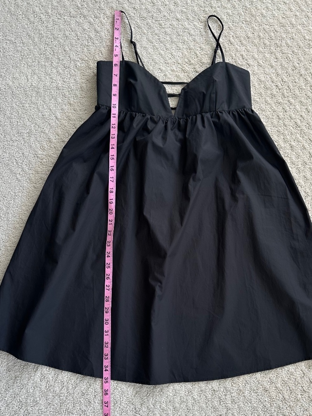Susana Monaco Cotton Poplin Lace-Up Babydoll Mini Dress Black XL Lightweight NWT - Picture 15 of 16